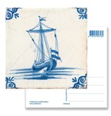 Postkarte, Delfter blaue Fliese Segelschiff