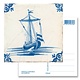 Postcard, Delft Blue Tile with Sailing Boat