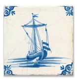 Postcard, Delft Blue Tile with Sailing Boat