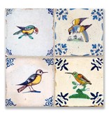 Carte postale, tuiles bleues de Delft Tableau oiseaux