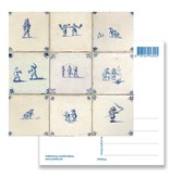 Postcard, Delft Blue Tiles Tableau Children's Games