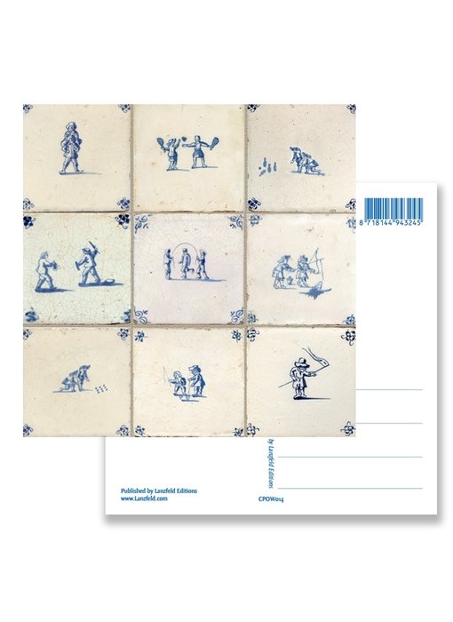 Postcard, Delft Blue Tiles Tableau Children's Games
