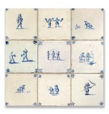 Postcard, Delft Blue Tiles Tableau Children's Games