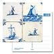 Postcard, Delft Blue Tiles Tableau:  Windmills, Ships
