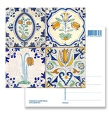 Carte postale, tuiles bleues de Delft Tableau fleurs