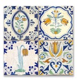 Carte postale, tuiles bleues de Delft Tableau fleurs