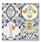 Postcard, Delft Blue Tiles Tableau Flower