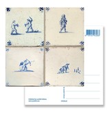 Postcard, Delft Blue Tile Tableau Children's Games