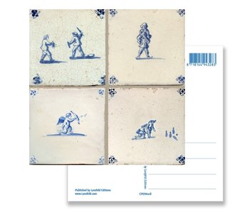 Postal, Azulejos azules de Delft Tableau Juegos infantiles