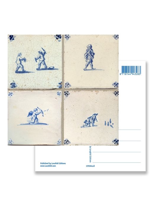 Postcard, Delft Blue Tile Tableau Children's Games