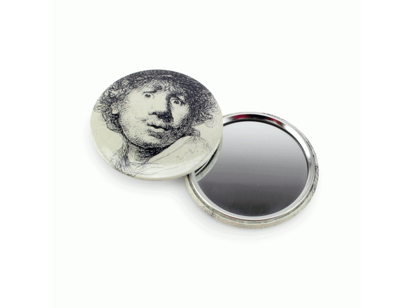 Spiegeltje, Ø 60 mm,,Verbaasde blik, Rembrandt