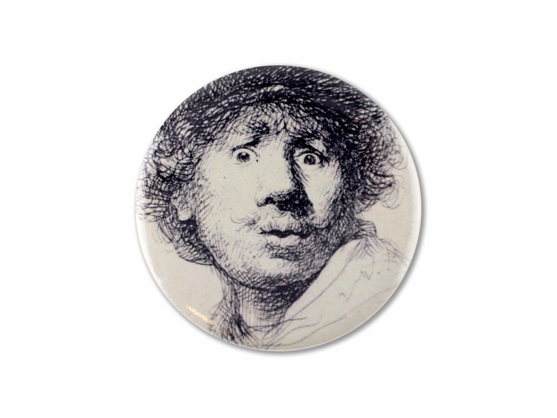 Miroir de poche, Ø 60 mm, Visage curieux, Rembrandt