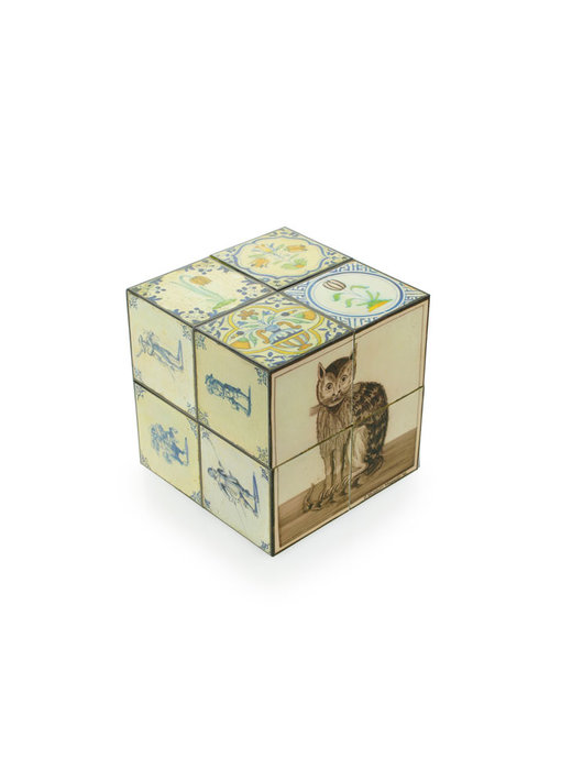 Cubo magico, Azulejos azules de Delft con gato