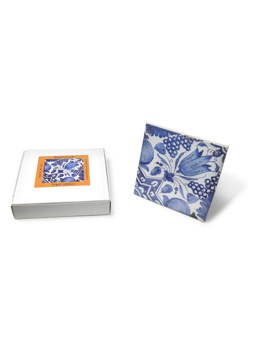 Replica azulejo, Delft Blue, Diagonal Tulip 13x13 cm