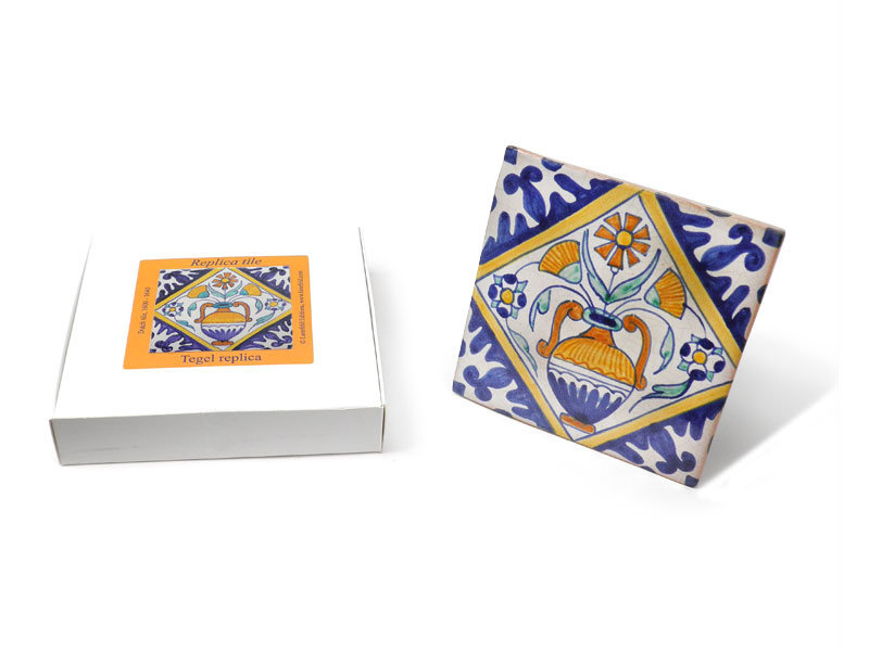 Replica azulejo, Delft azul, maceta, 13 x 13 cm