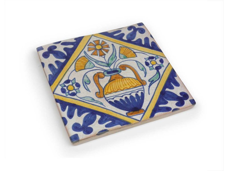 Replica tile, Delft blue, Flowerpot, 13 x 13 cm