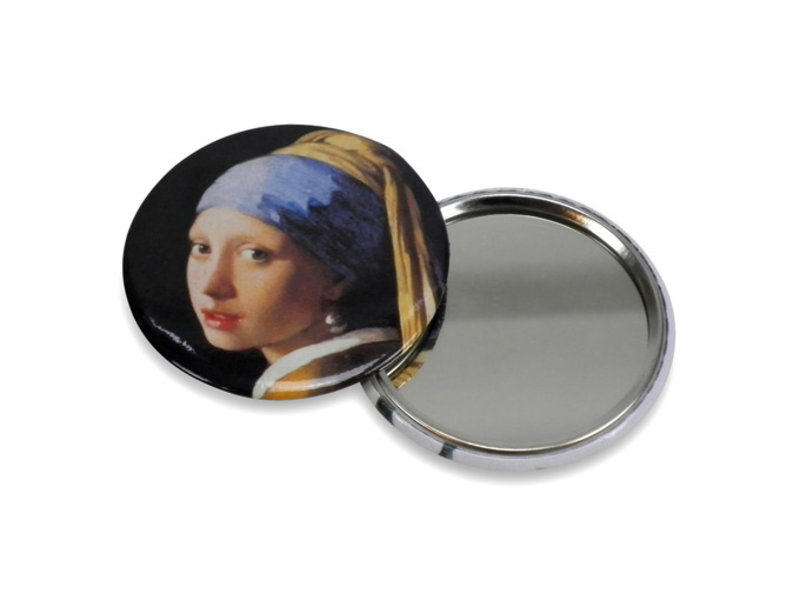 Espejo de bolsillo, 60 mm, pendiente de niña con perla, Vermeer