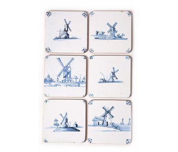 Posavasos, azulejos azules de Delft Mills