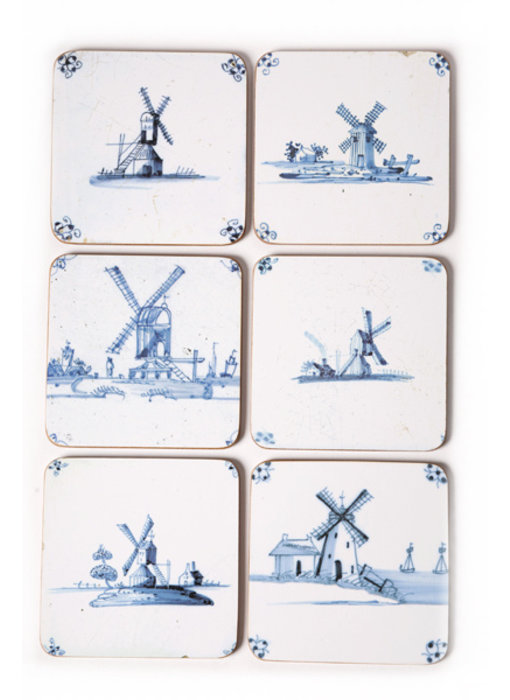 Posavasos, azulejos azules de Delft Mills