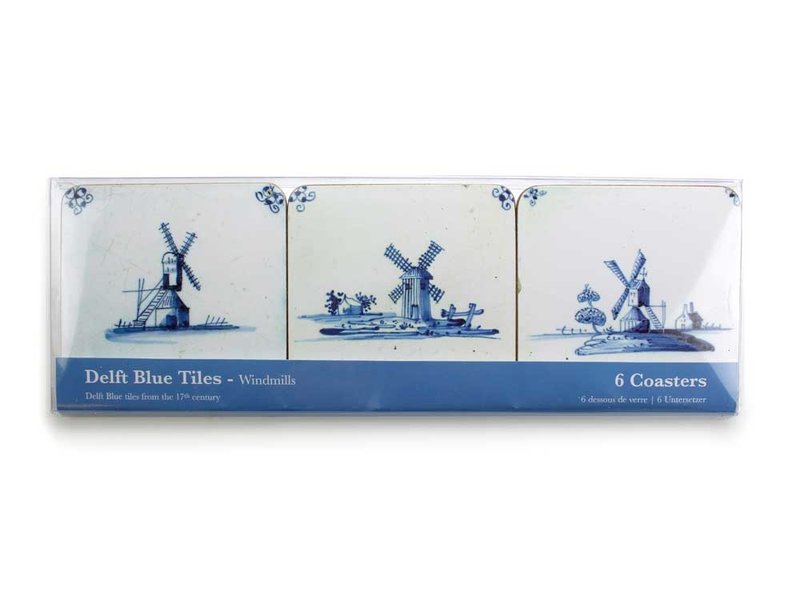 Coasters , Delft Blue Tiles - Windmills