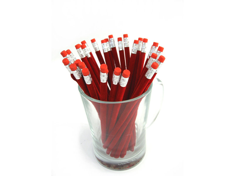 Glass display for velvet pencils