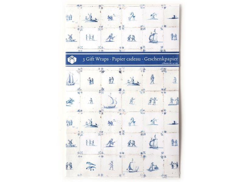 Giftwrap W, Delftblue Tiles / Blue and White