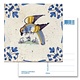 Postcard, Delft Blue Tile with Parrot