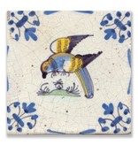 Carte postale, carrelage bleu Delft Parrot
