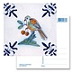 Carte postale, tuile bleue de Delft Oiseau aux fruits rouges