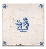 Ansichtkaart, Delfts blauwe tegel Kinderen tollen