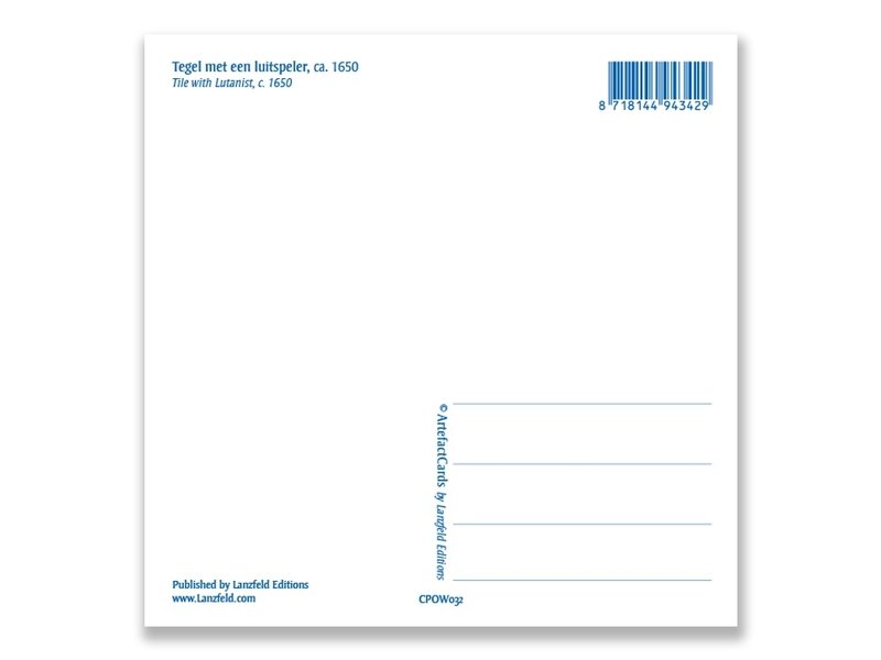 Carte postale, joueur de luth à carreaux bleus de Delft