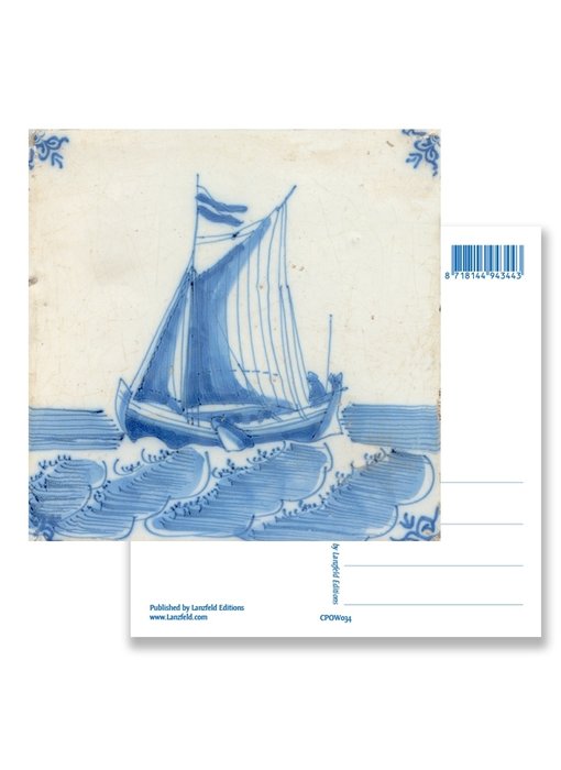 Postkarte, Delfter blaue Fliese Scheepje