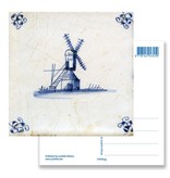 Postcard, Delft Blue tile with Windmill