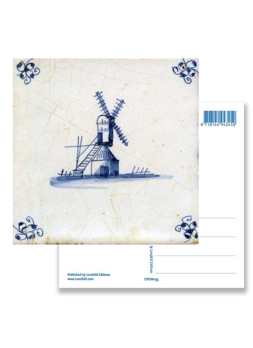 Postal, molino de azulejos azules de Delft