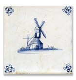 Postcard, Delft Blue tile with Windmill