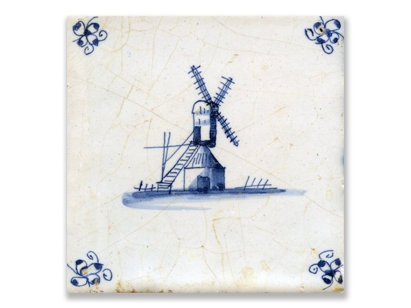 Postal, molino de azulejos azules de Delft