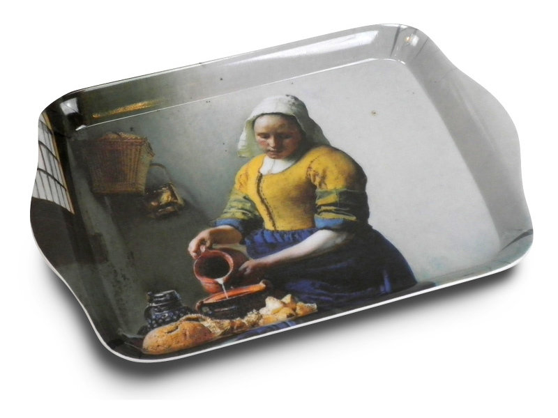 Serviertabletts, Mini Melamin, 21 x 14 cm, Vermeer, die Milchmagd