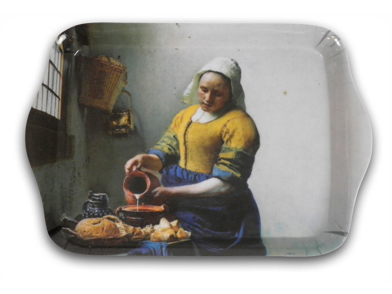 Serviertabletts, Mini Melamin, 21 x 14 cm, Vermeer, die Milchmagd