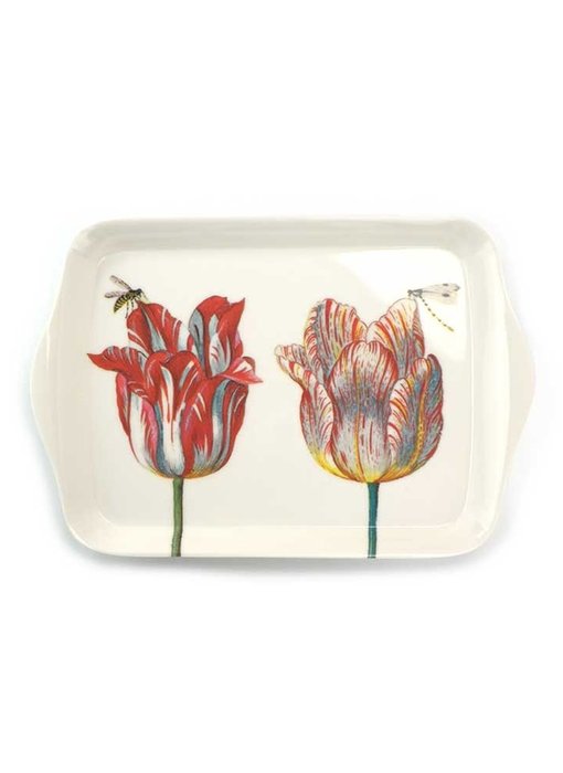 Mini bandeja, 21 x 14 cm, dos tulipanes con insectos, Marrel