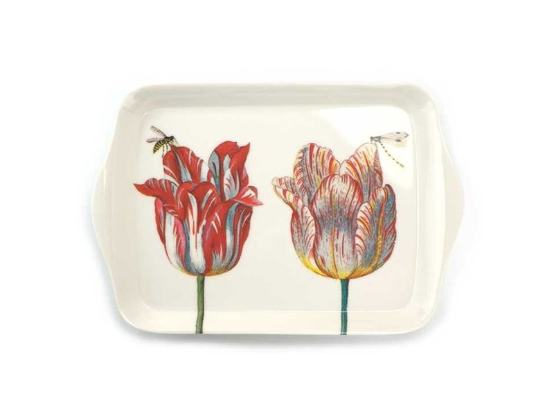 Mini bandeja, 21 x 14 cm, dos tulipanes con insectos, Marrel