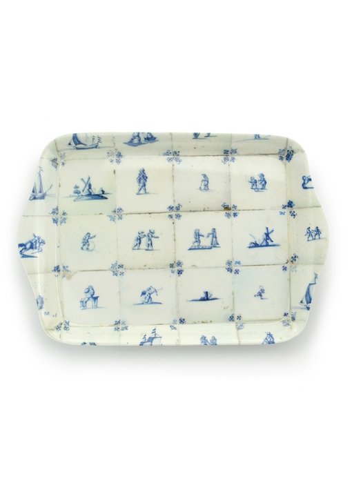Mini-Tablett, 21 x 14 cm, Delfter blaue Fliesen