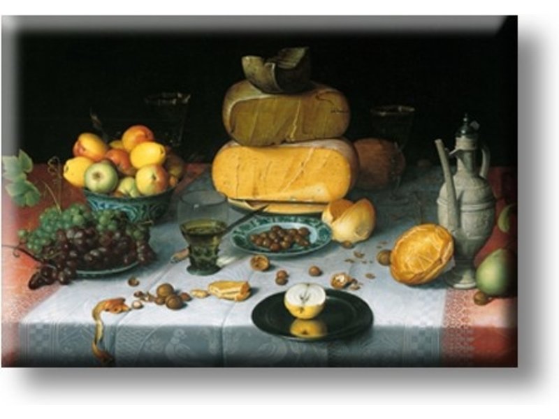 Fridge magnet, Still life with cheeses, Van Dijck