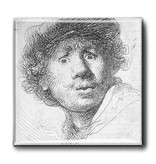 Aimant pour réfrigérateur, autoportrait au look surpris, Rembrandte