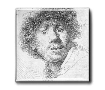 Koelkastmagneet, Zelfportret met verbaasde blik, Rembrandt