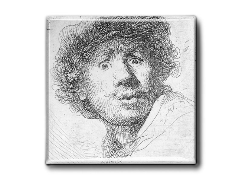 Imán de nevera, Autorretrato con aspecto sorprendido, Rembrandt