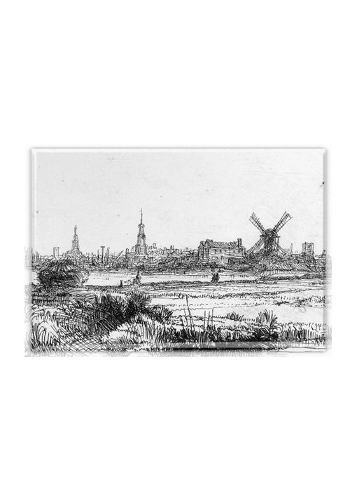 Aimant de réfrigérateur, vue d'Amsterdam, Rembrandt