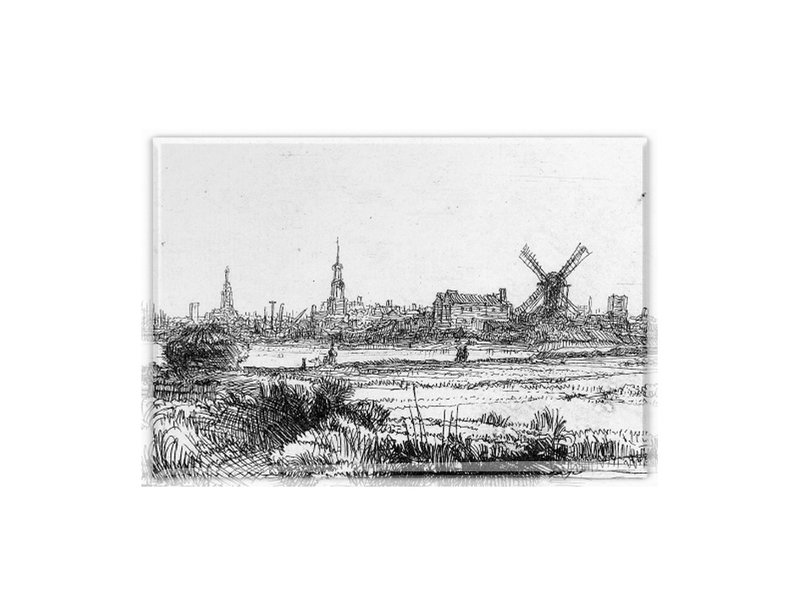 Aimant de réfrigérateur, vue d'Amsterdam, Rembrandt