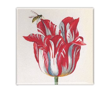 Fridge magnet, Red tulip with bee, Marrel