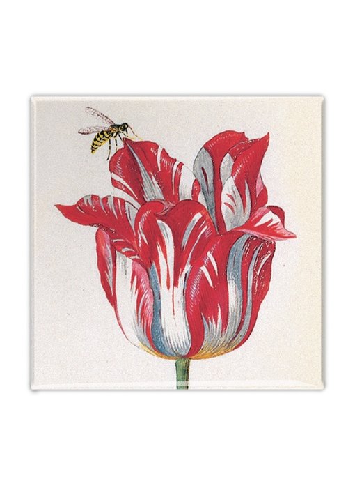 Aimant frigo, Tulipe rouge avec abeille, Marrel