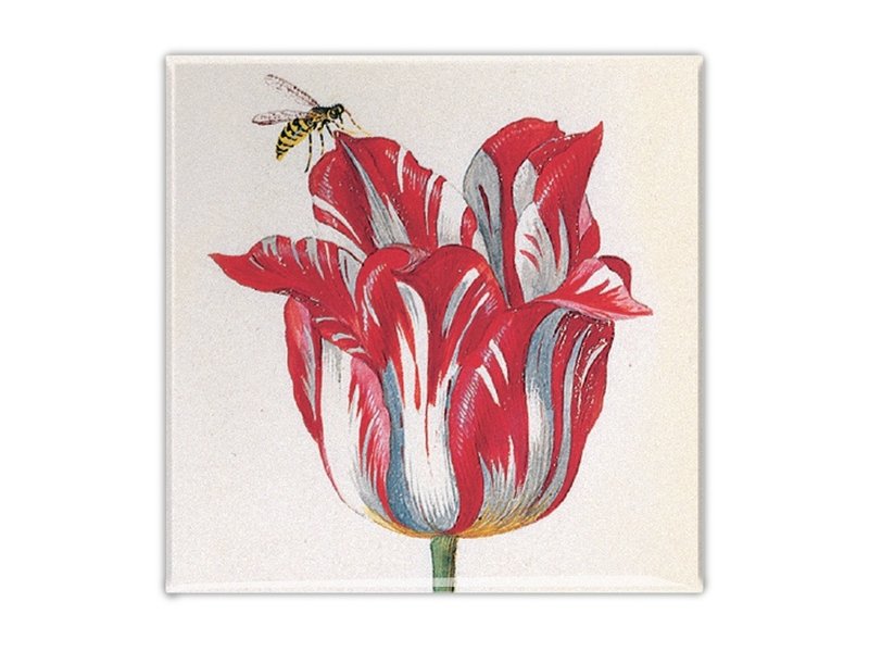 Fridge magnet, Red tulip with bee, Marrel